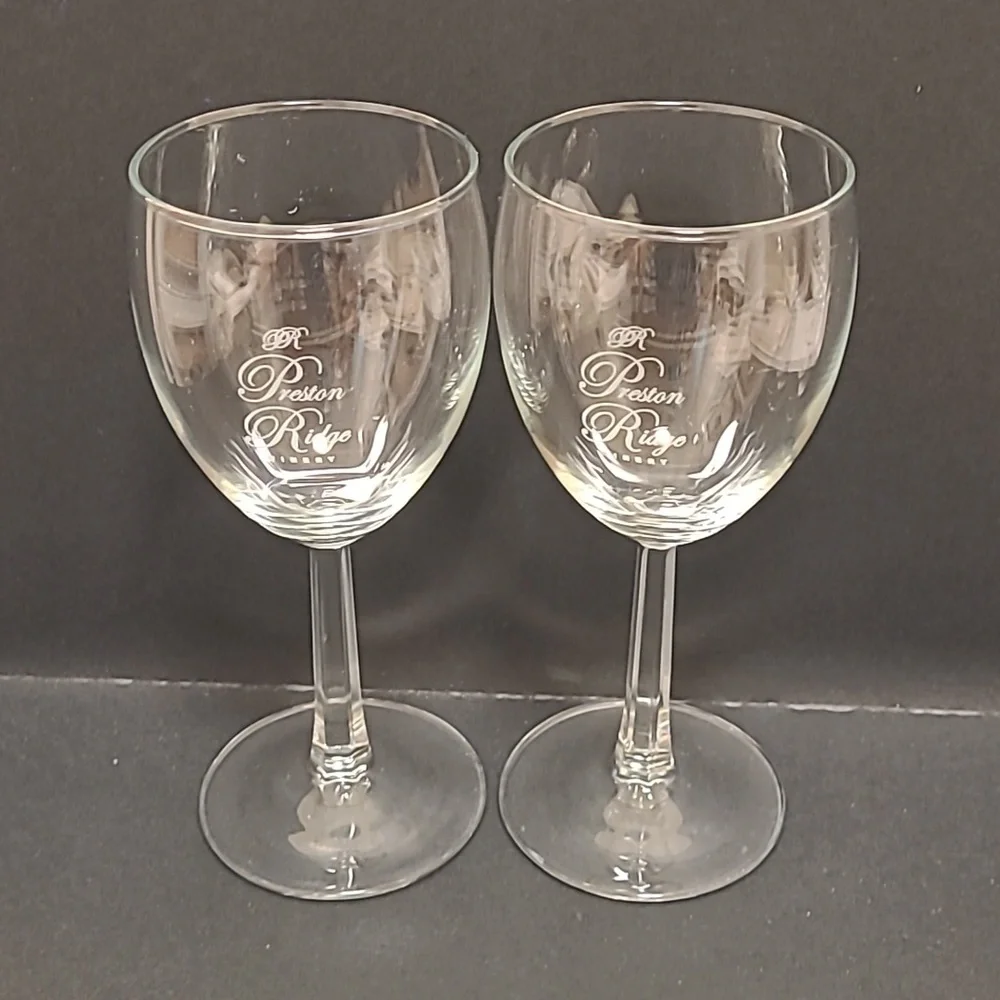 Pair of Preston Ridge Winery Wine Glasses